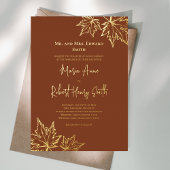 Herbstlaub Elegant Wedding Custom Gold Folieneinladung