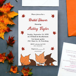 Herbstlaub Elegantes Romantisches Herbst-Brautpart Einladung