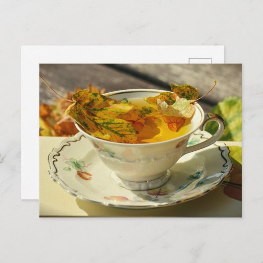 Herbstlaub Englischer Tee Herbst Hütte Postkarte (Vorne/Hinten)