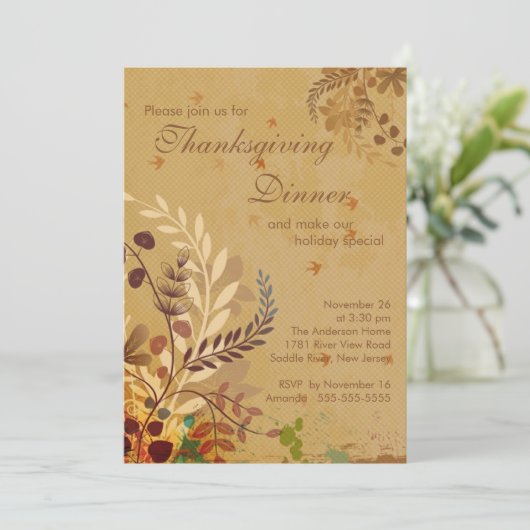 Herbstlaub-Erntedank-Abendessen-Party Einladung (Stehend Vorderseite)