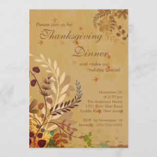 Herbstlaub-Erntedank-Abendessen-Party Einladung