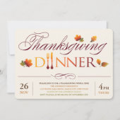 Herbstlaub Erntedank Abendessen Party Einladung (Vorderseite)