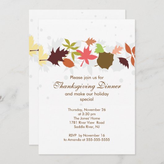 Herbstlaub Erntedank Abendessen Party Einladung (Vorne/Hinten)