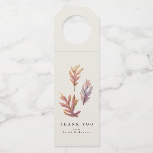 Herbstlaub Erntedank danke Wein Flaschenanhänger (Vorderseite)