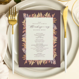 Herbstlaub Erntedank Menü Menükarte