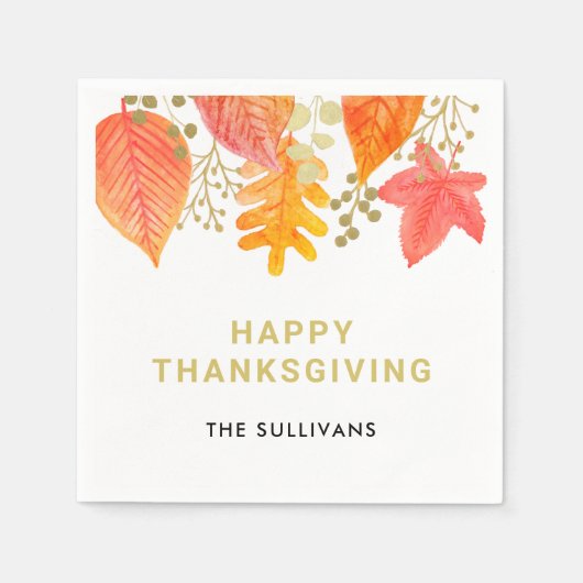 Herbstlaub Erntedank Serviette (Vorderseite)