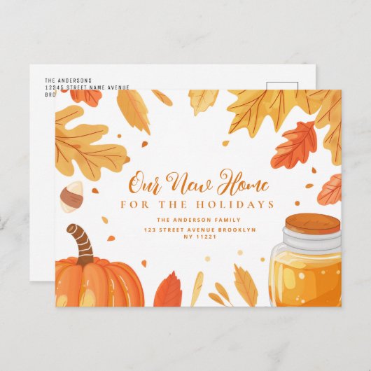 Herbstlaub Erntedank-Umschalten Ankündigung Postkarte (Vorne/Hinten)