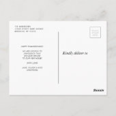 Herbstlaub Erntedank-Umschalten Ankündigung Postkarte (Rückseite)