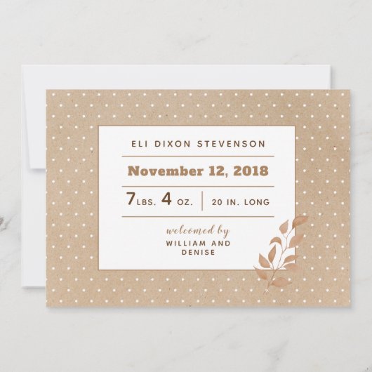 Herbstlaub-"Fall in Liebe" Geburts-Mitteilung Dankeskarte (Rückseite)