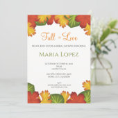 Herbstlaub fallen im Brautparty der Liebe Einladung (Stehend Vorderseite)