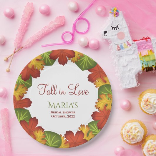 Herbstlaub fallen im Brautparty der Liebe Pappteller (Party)
