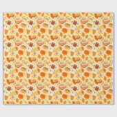 Herbstlaub Football und Pumpkin Gewürzmuster Geschenkpapier (Flach)