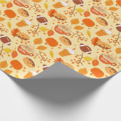 Herbstlaub Football und Pumpkin Gewürzmuster Geschenkpapier (Ecke)