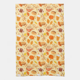 Herbstlaub Football und Pumpkin Gewürzmuster Geschirrtuch