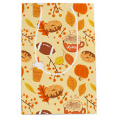 Herbstlaub Football und Pumpkin Gewürzmuster Mittlere Geschenktüte (Vorderseite)