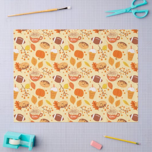 Herbstlaub Football und Pumpkin Gewürzmuster Seidenpapier (Basteln)