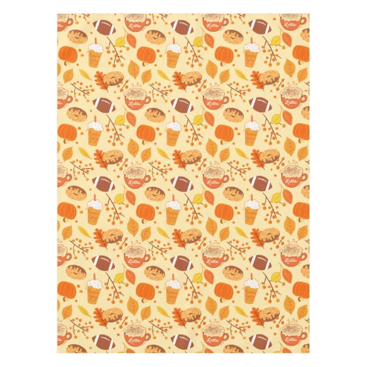 Herbstlaub Football und Pumpkin Gewürzmuster Tischdecke (Vorderseite)