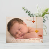 Herbstlaub Foto Geburtserklärung Ankündigung (Stehend Vorderseite)