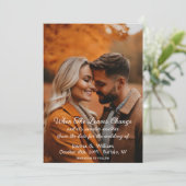 Herbstlaub Foto Hochzeit speichern das Datum Save The Date (Stehend Vorderseite)