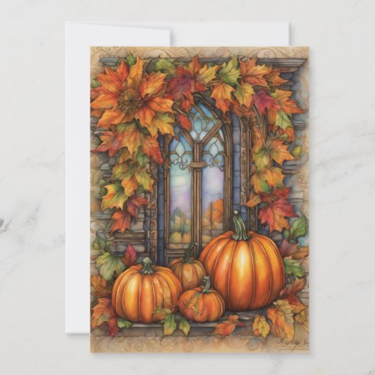 Herbstlaub Foto Hochzeit speichern das Datum Save The Date (Rückseite)