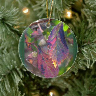 Herbstlaub-Foto-Ornament Keramik Ornament