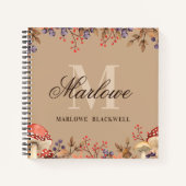 Herbstlaub für Aquarellfarben Tan Brown Monogram S Notizblock (Vorderseite)