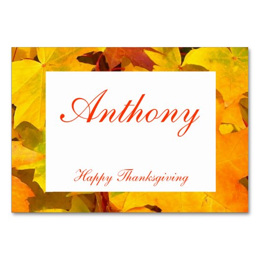 Herbstlaub für benutzerdefinierte Erntedank-Platzk Tischnummer (Rückseite)