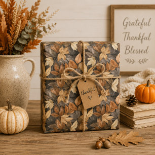 Herbstlaub-Geschenkpapier in Braun-Beige-Kohle Geschenkpapier