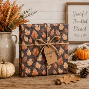 Herbstlaub-Geschenkpapier in Golden Amber & Braun Geschenkpapier