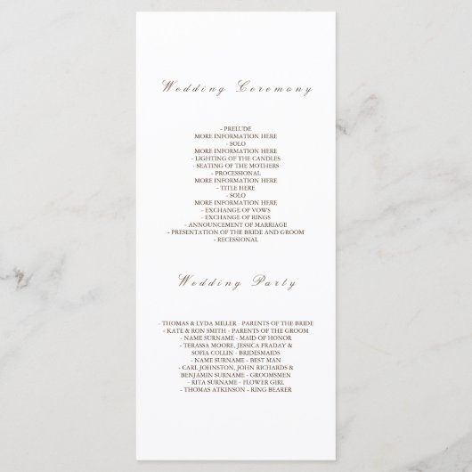 Herbstlaub Glitzer Hochzeitsprogramme Programm (Rückseite)