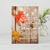 Herbstlaub & glühende Mason Jars Rustikale Hochzei Einladung (Stehend Vorderseite)