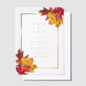 Herbstlaub Golden Frame Wedding Save the Date Pergament Einladungen (Versetzt)