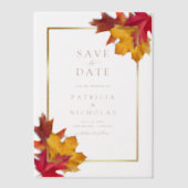 Herbstlaub Golden Frame Wedding Save the Date Pergament Einladungen (Vorderseite)