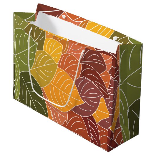 Herbstlaub Große Geschenktüte (Vorderseite Schrägansicht)