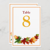 Herbstlaub Große Tischnummer Karte 5 x 7 (Vorne/Hinten)