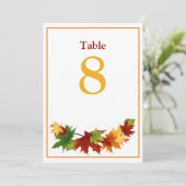 Herbstlaub Große Tischnummer Karte 5 x 7 (Stehend Vorderseite)
