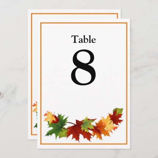 Herbstlaub Große Tischnummer Sitzplätze (Vorne/Hinten)