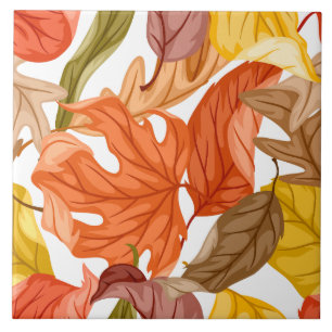 Herbstlaub Herbst Farbige Saisonale Botanik  Fliese