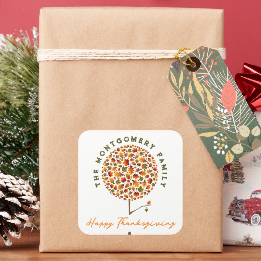 Herbstlaub Herbst Pop Bäume glücklich Thanksgiving Quadratischer Aufkleber (Feiertag)