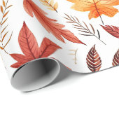 Herbstlaub Herbst Terracotta Brown Boho Muster Geschenkpapier (Rolleneckpunkt)