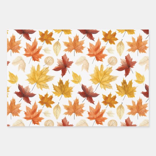 Herbstlaub Herbst Terracotta Brown Boho Muster Geschenkpapier Set (Vorderseite)