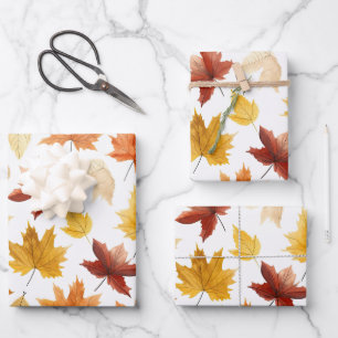 Herbstlaub Herbst Terracotta Brown Boho Muster Geschenkpapier Set