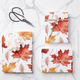 Herbstlaub Herbst Terracotta Brown Boho Muster Geschenkpapier Set