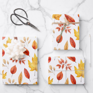 Herbstlaub Herbst Terracotta Brown Boho Muster Geschenkpapier Set