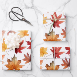 Herbstlaub Herbst Terracotta Brown Boho Muster Geschenkpapier Set