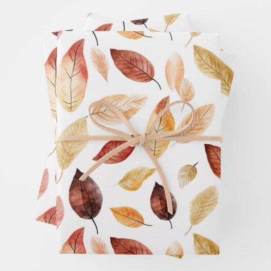 Herbstlaub Herbst Terracotta Brown Boho Muster Geschenkpapier Set (Beispiel)