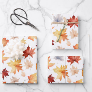 Herbstlaub Herbst Terracotta Brown Boho Muster Geschenkpapier Set