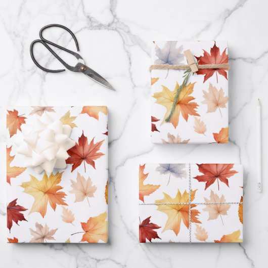 Herbstlaub Herbst Terracotta Brown Boho Muster Geschenkpapier Set (Vorderseite)
