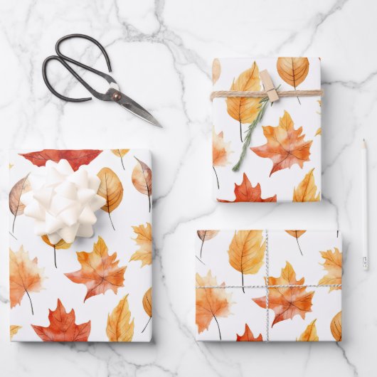 Herbstlaub Herbst Terracotta Brown Boho Muster Geschenkpapier Set (Vorderseite)