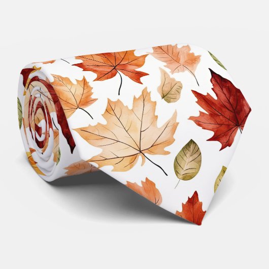 Herbstlaub Herbst Terracotta Brown Boho Muster Krawatte (Gerollt)